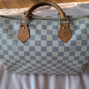Louis Vuitton Speedy 30 Damier Azure Purse Handbag Guc Authentic